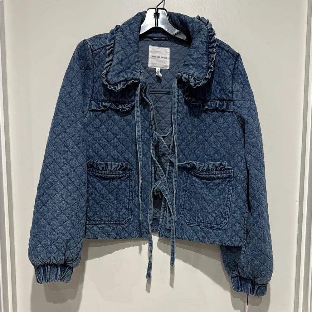 Anthropologie The Maura Bow-Tie Denim Jacket by Avec Les Filles - Medium - Picture 4 of 8